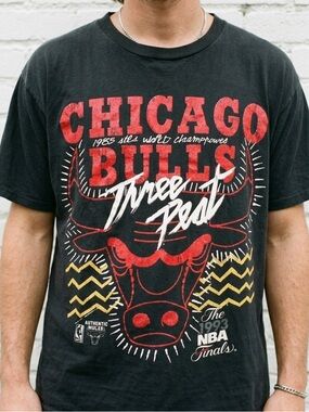 Vintage 1993 Chicago Bulls Three Peat T Shirt XL Magic Johnson Ts NBA Finals